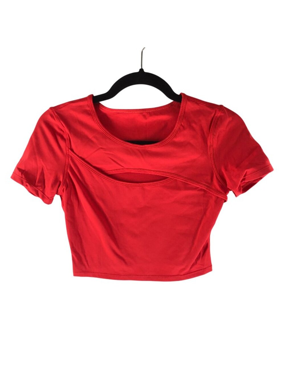 Halara Short Sleeve Cutout Crop Top Stretch Red S